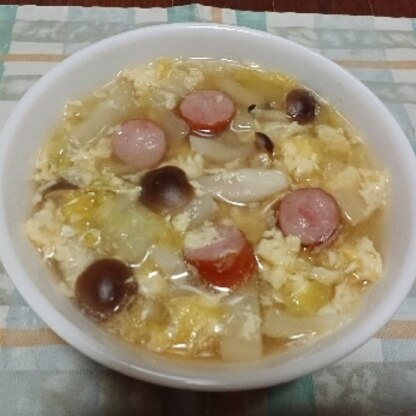 椎茸がなく、しめじで作りました。野菜がたっぷり摂れて、優しい味つけで美味しかったです。